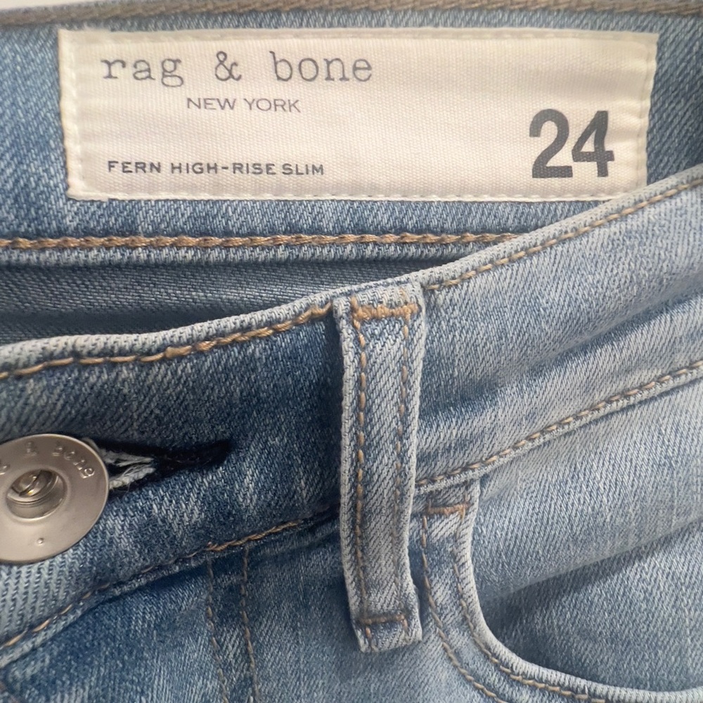 Rag & Bone Sky Blue High-Rise Slim Jeans - Picture 3 of 3